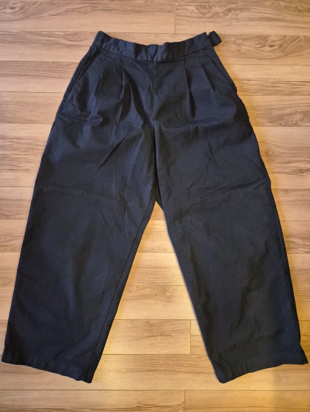 MUJI Cotton Twill Wide Tapered Pants, Small - Picture 3 of 4